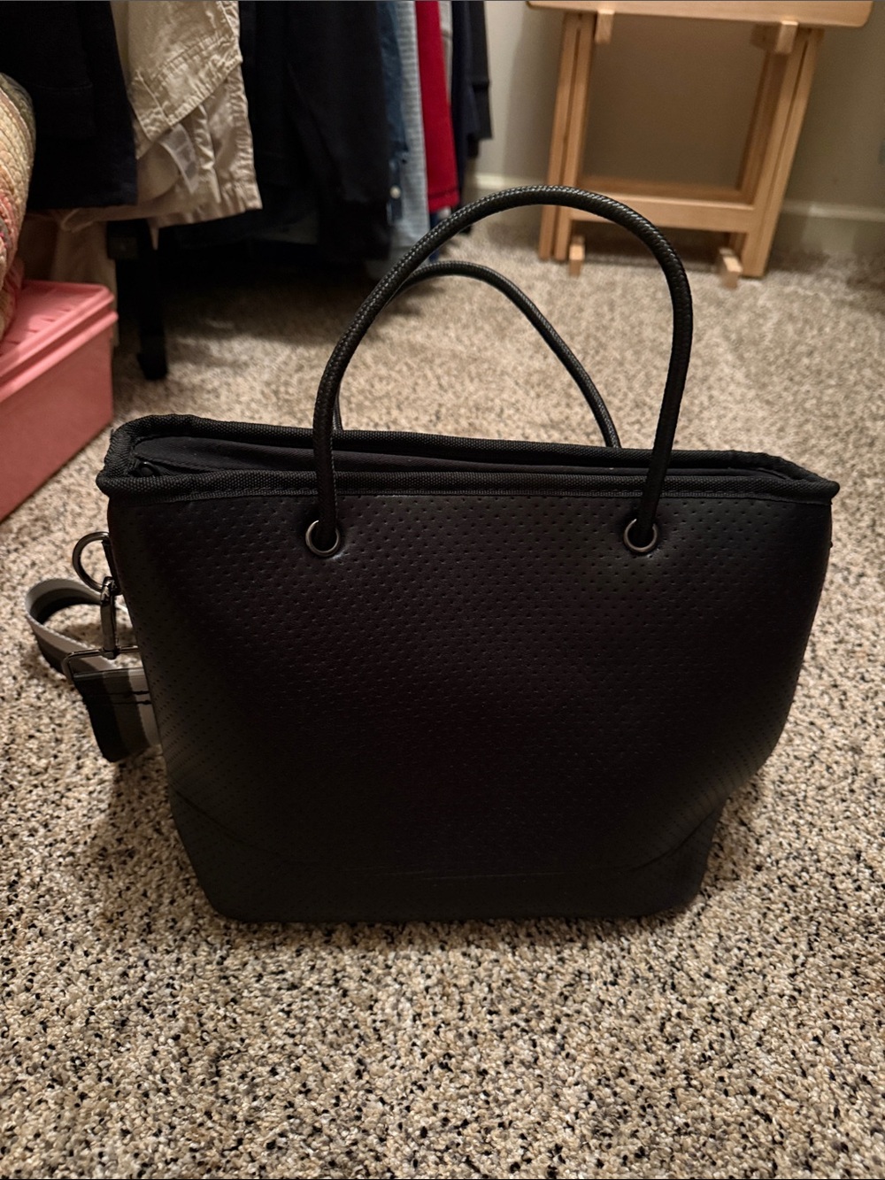 HAUTE SHORE Black Perforated Tote